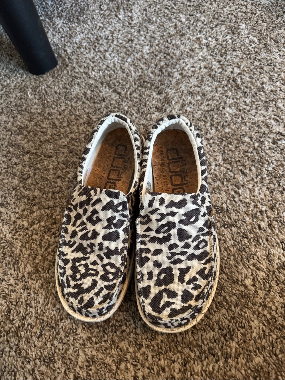 Hey Dude Kids Slip-On Leopard Print Moccasins - Black & White